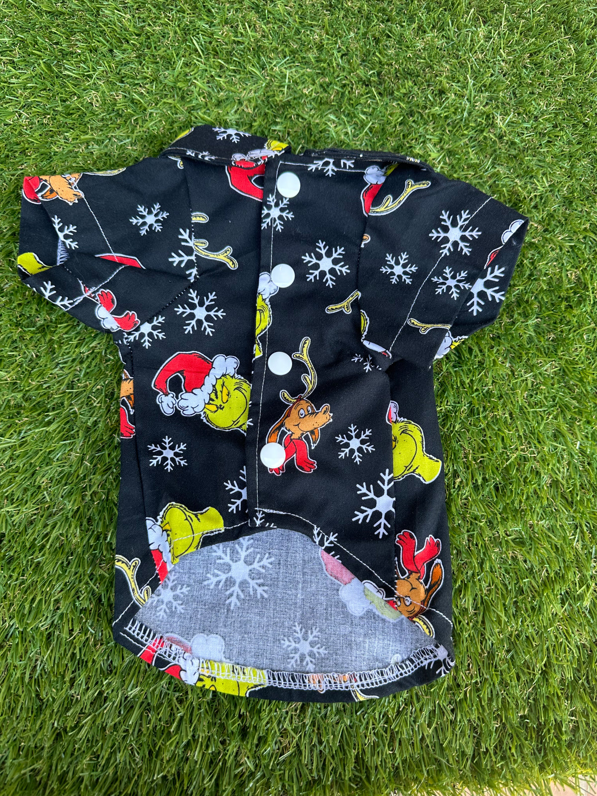 Christmas Collared Shirt Slim Fit - Christmas Grinch on Black