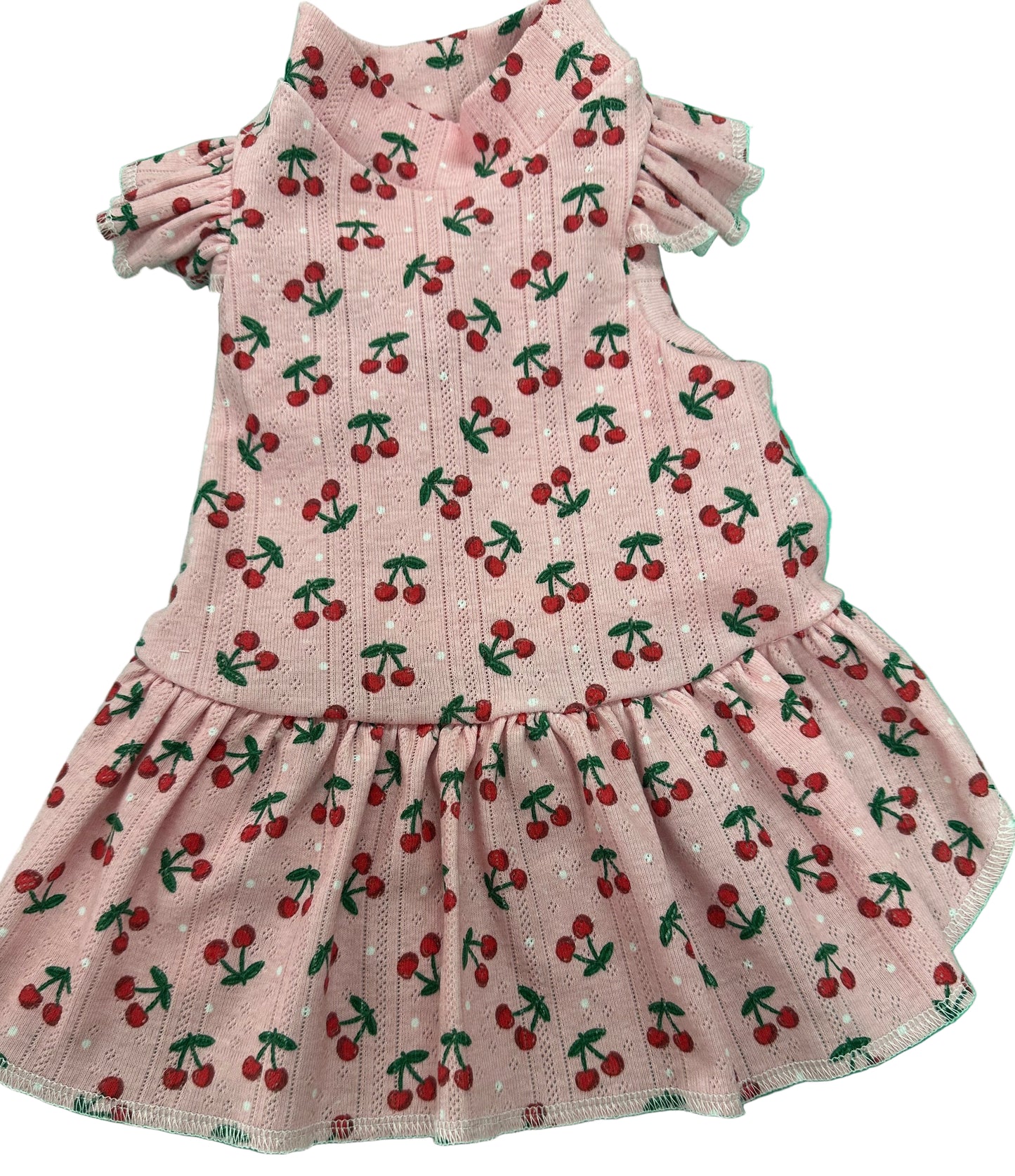 Jersey Dress - Cherries on Pink Background