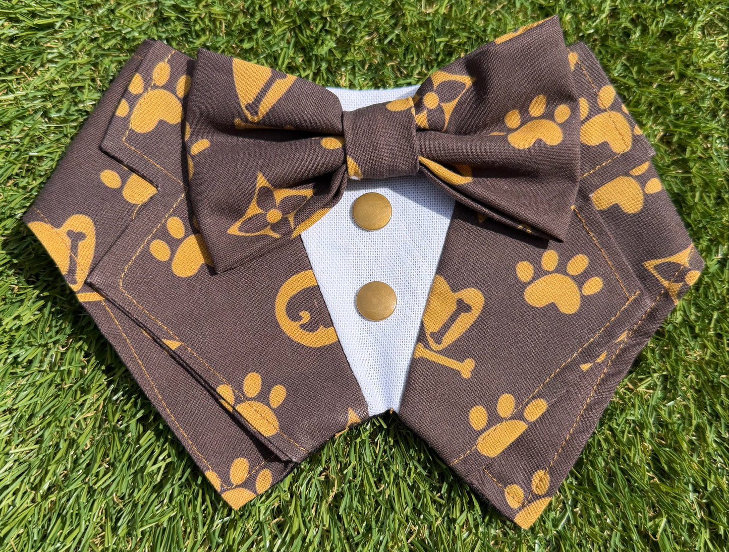 Tuxdanna - Paw Print Brown lapels and collar