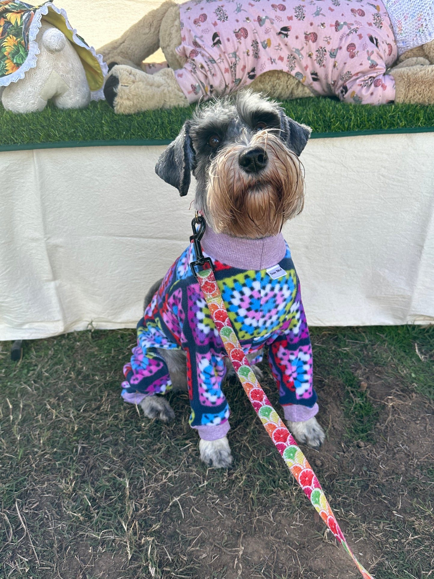 Onesie - Fleece Fabric - Granny Crochet Square Print