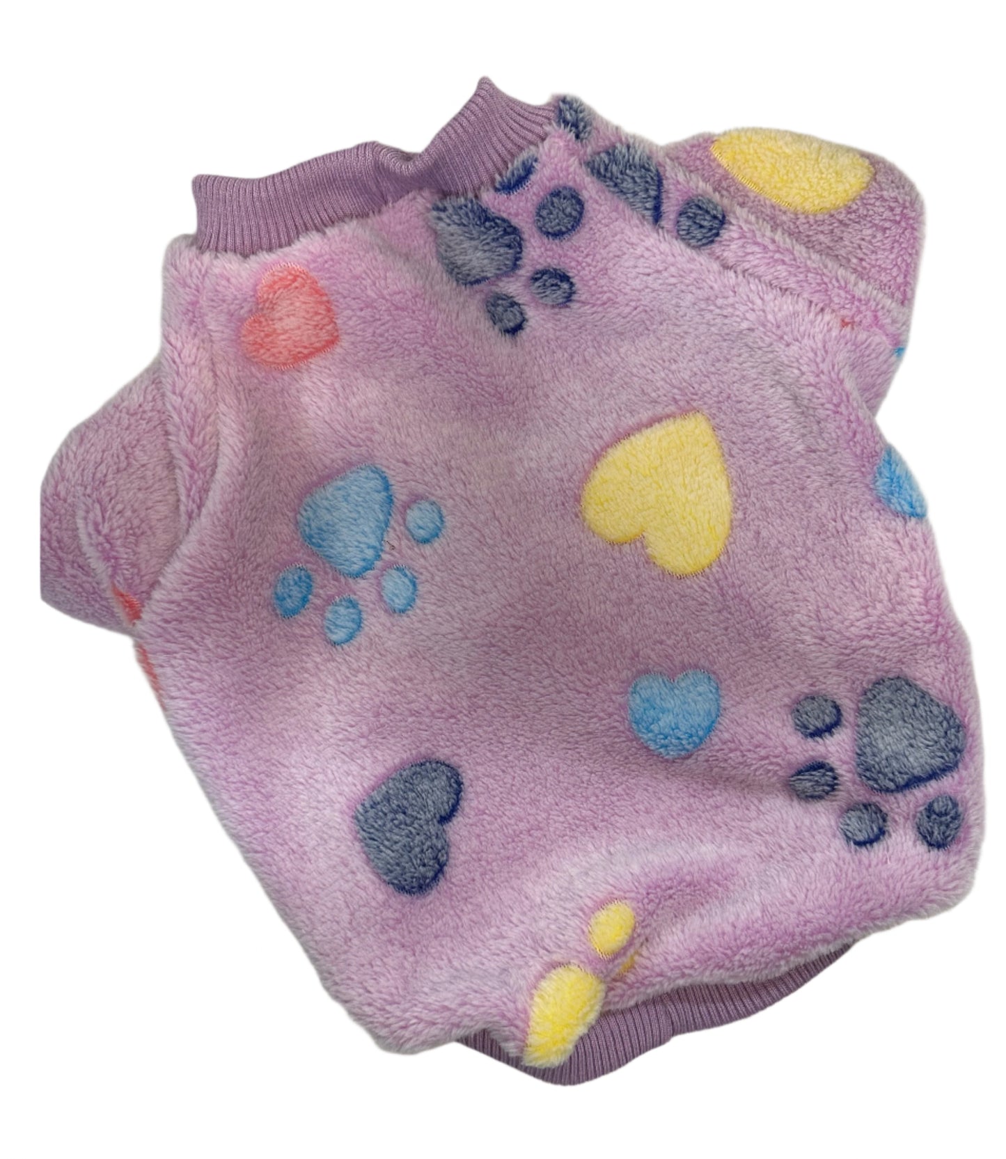 Sweater - Minky Fleece - Paw Print on Mauve