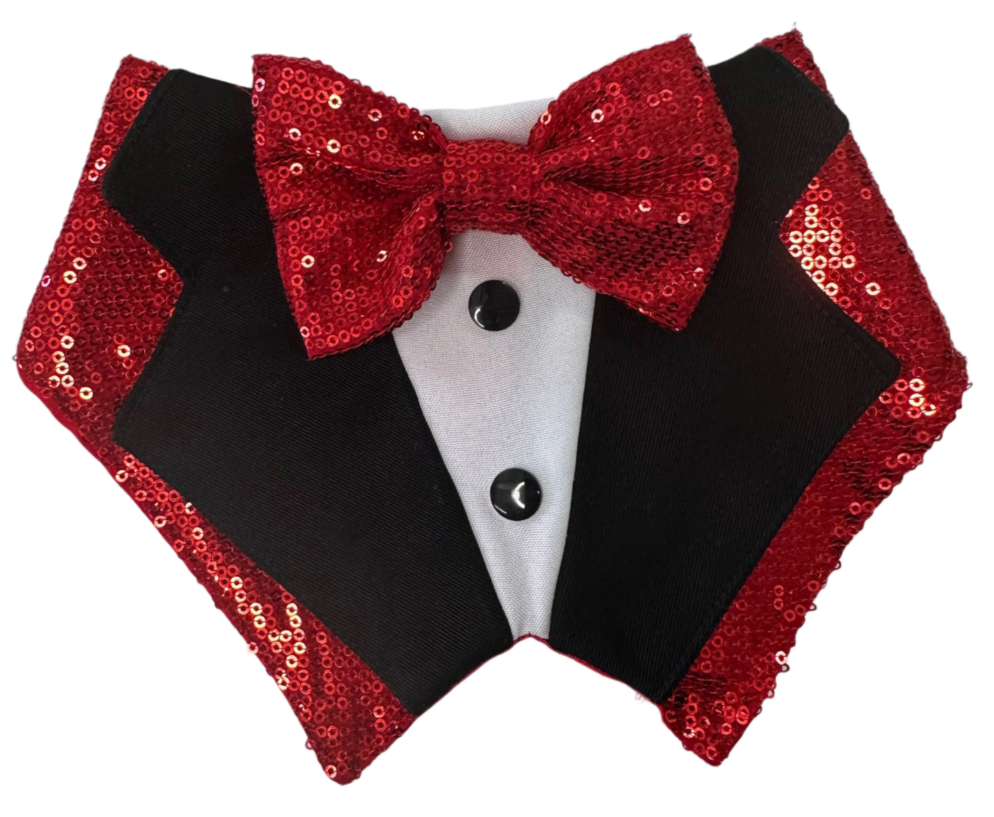Tuxdanna - Red Sequin Lapels and Bow Tie