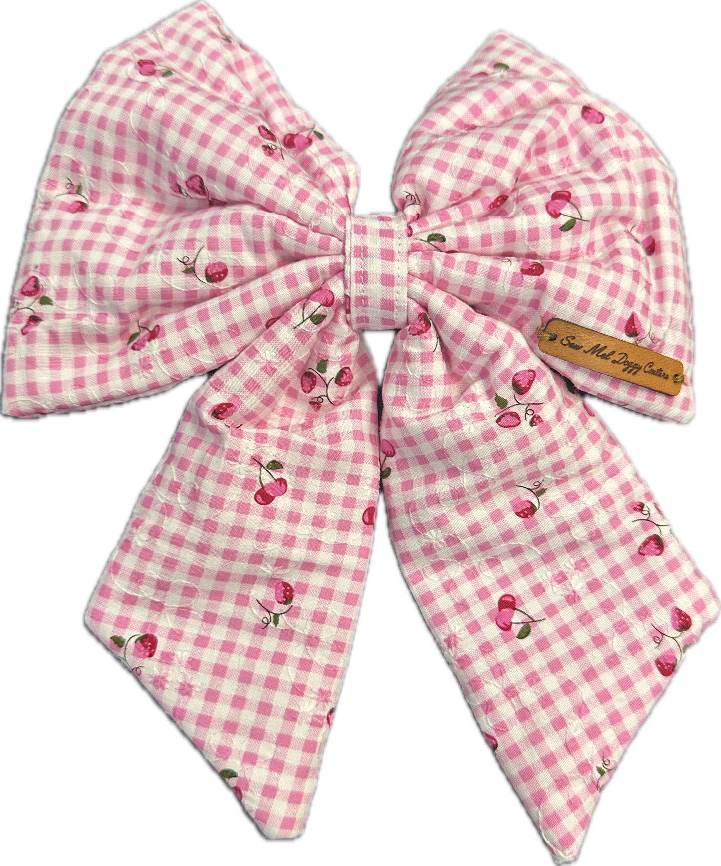 Sailor Bow - Pink Gingham with Cherries