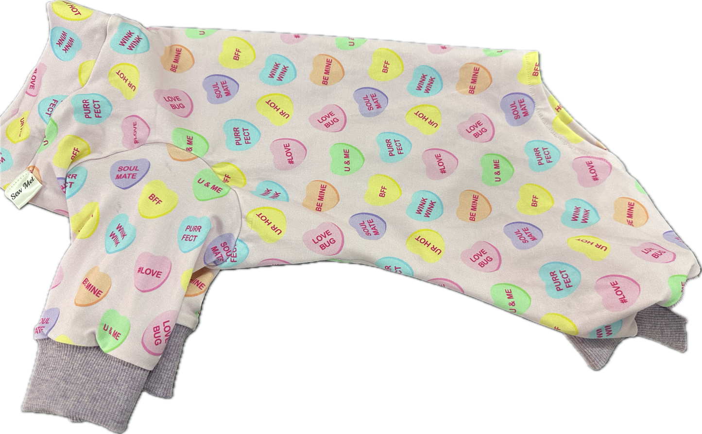 Onesie - Conversation Hearts on Pink