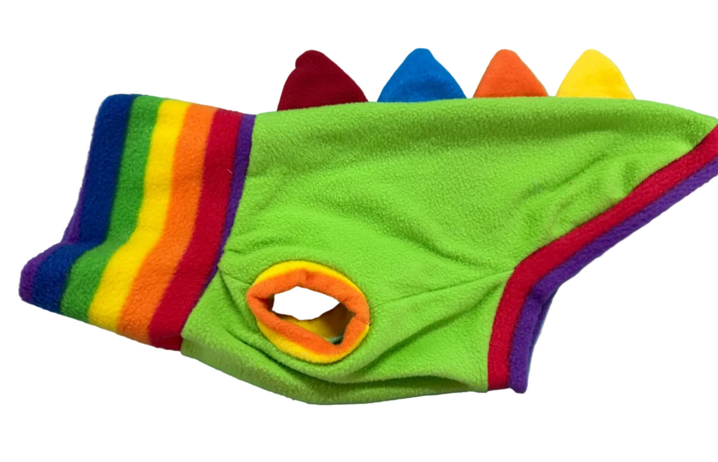 Dinosaur Jumper - Lime Green with Rainbow Trim