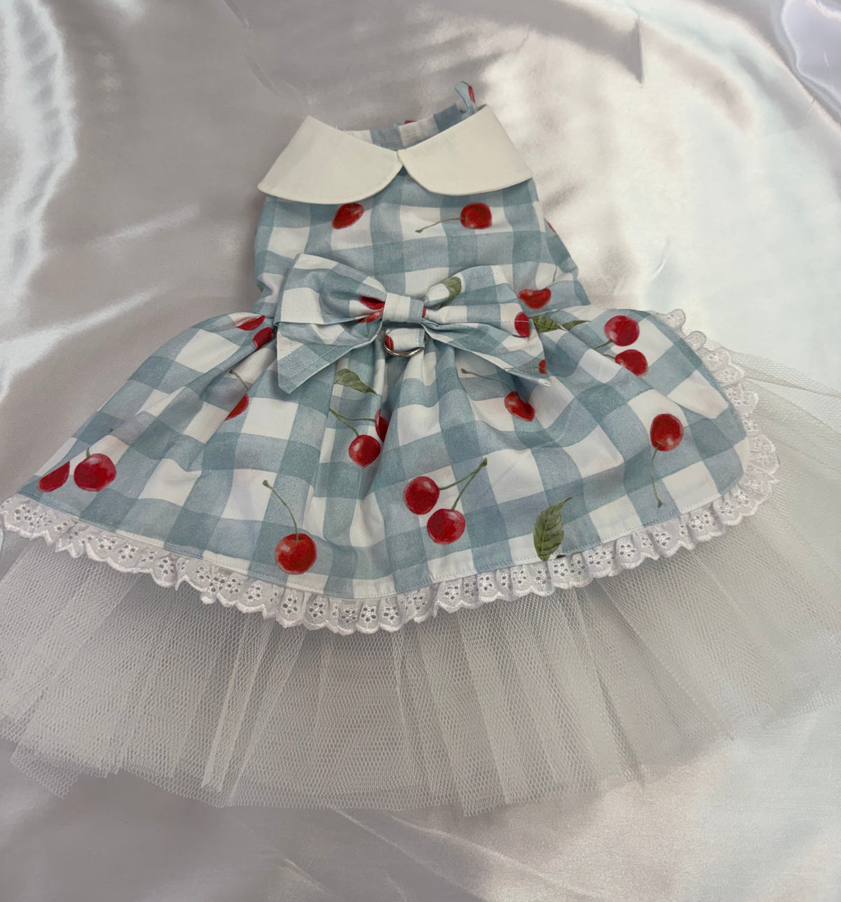 Dress - Cherries on Blue and White Check