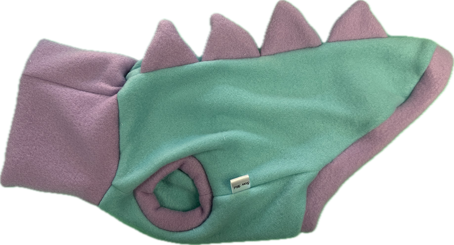 Dinosaur Jumper - Mint Green Body with Mauve Collar and Spikes