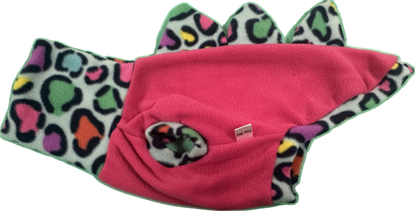 Dinosaur Jumper - Hot Pink Body with Multicoloured Leopard Print spikes