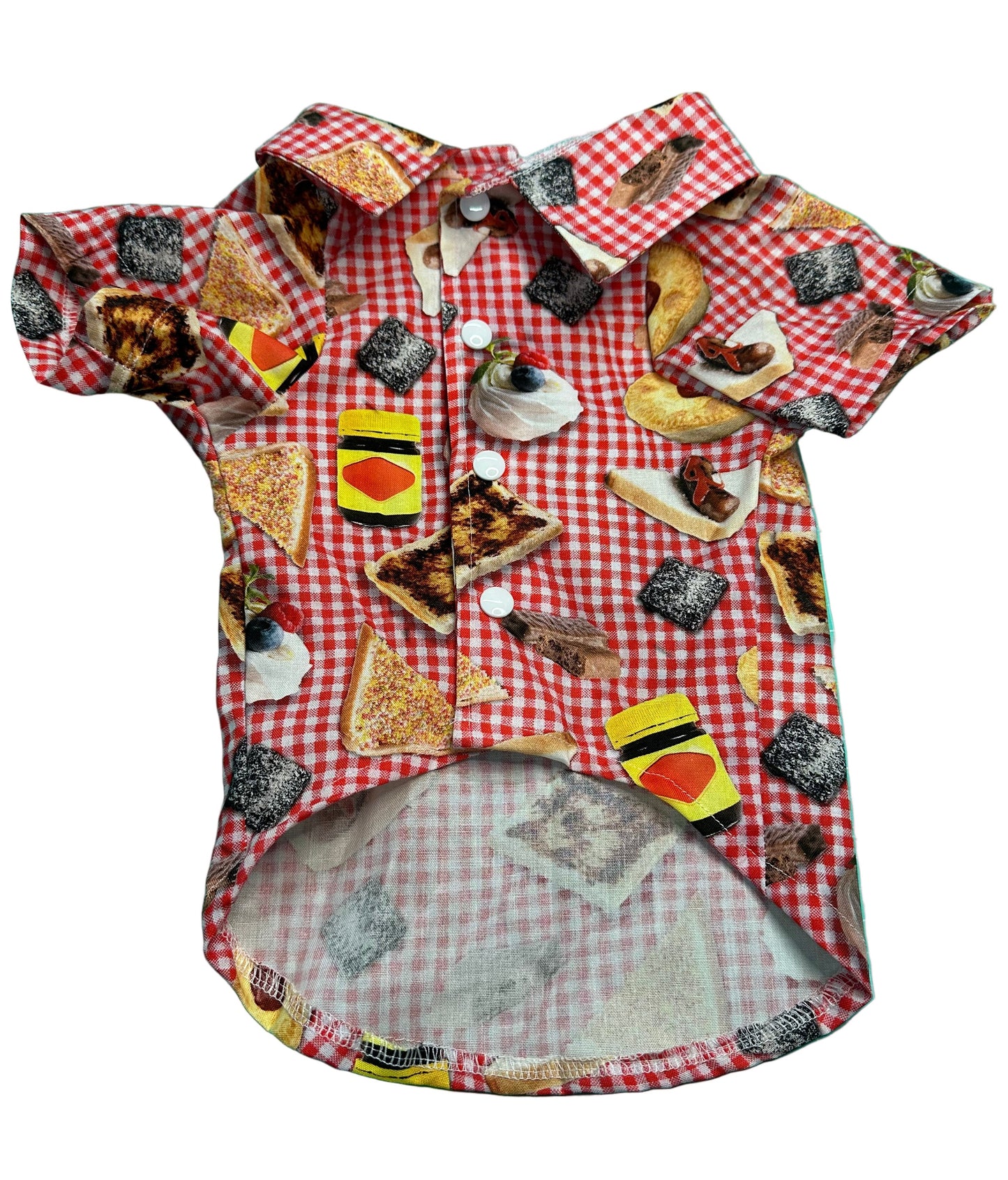 Collared Shirt - Aussie Picnic Red Gingham Check and Aussie foods (Slim Fit)