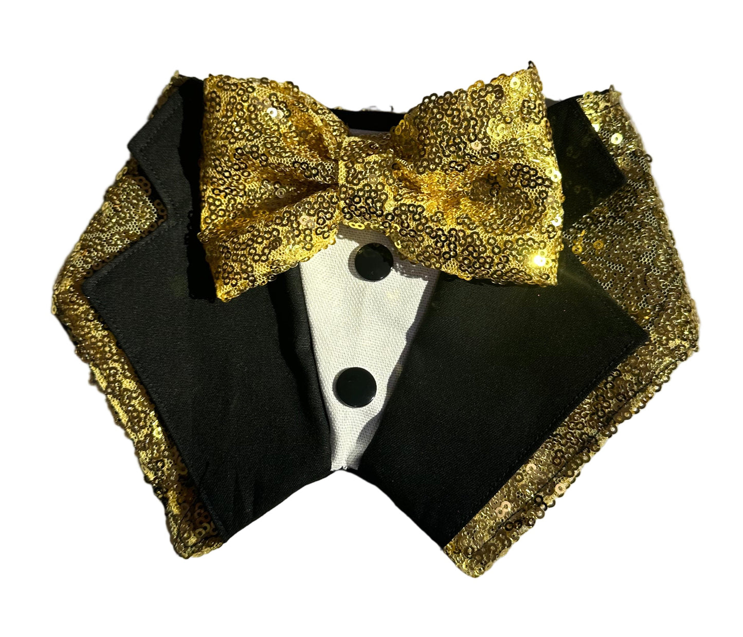 Tuxdanna - Gold Sequin Lapels and Bow Tie