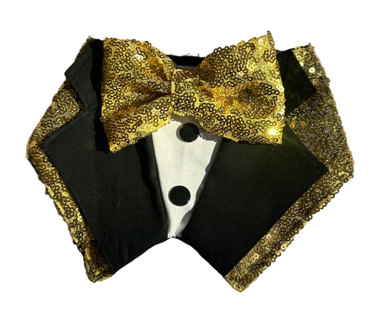 Tuxdanna - Gold Sequin Lapels and Bow Tie
