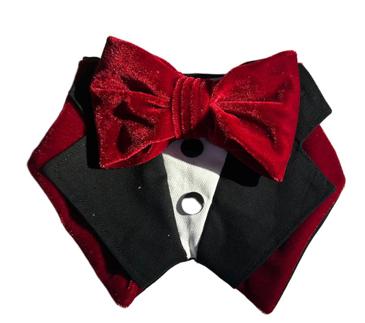 Tuxdanna - Red Velvet lapels and  Black Collar