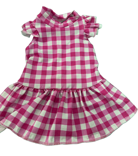 Jersey Dress -  Hot Pink Gingham Large    LAST ONE