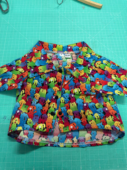 Collared Shirt - Rainbow Dogs all over print (Wide Fit)