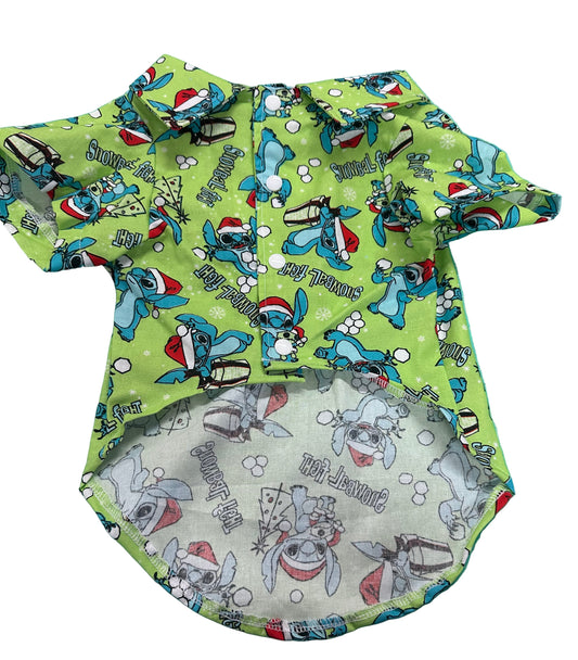 Christmas Collared Shit  Slim Fit - Christmas Stitch on Bright Green