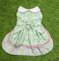 Dress- Bunnies and Pink Bows on Mint Green with Peter Pan Collar    NEW FEATURE D ring