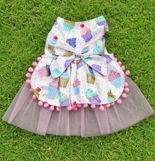 Dress- Glitter Cupcakes on Pink  NEW FEATURE D ring