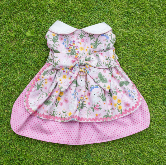Dress- Bunnies  Pink with Peter Pan Collar    NEW FEATURE D ring