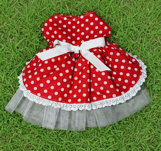Dress - Red and White Polka Dot    NEW FEATURE D ring