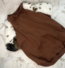 Load image into Gallery viewer, Dog Sweater -  Cow Print  Choc Brown  Fur Sleeves with Chocolate Brown Bodice
