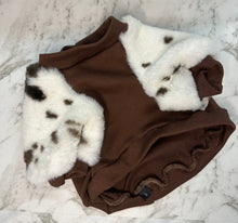 Load image into Gallery viewer, Dog Sweater -  Cow Print  Choc Brown  Fur Sleeves with Chocolate Brown Bodice
