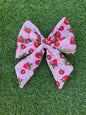 Sailor Bow -  Strawberries on Pink with Dasies