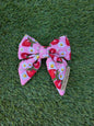 Sailor Bow -  Strawberries on Pink with Dasies