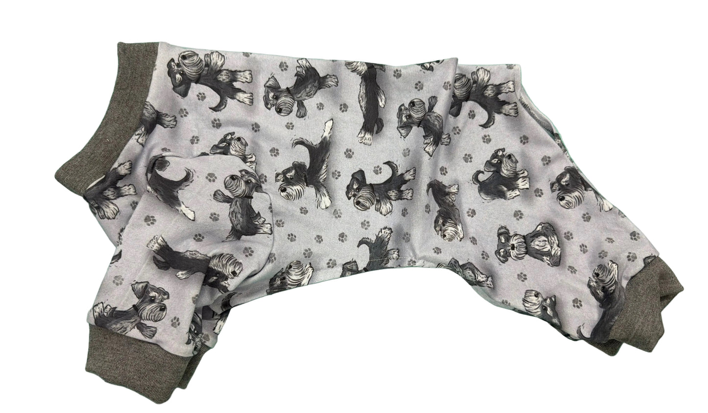 Onesie - Schnauzer on Grey doing Yoga Poses