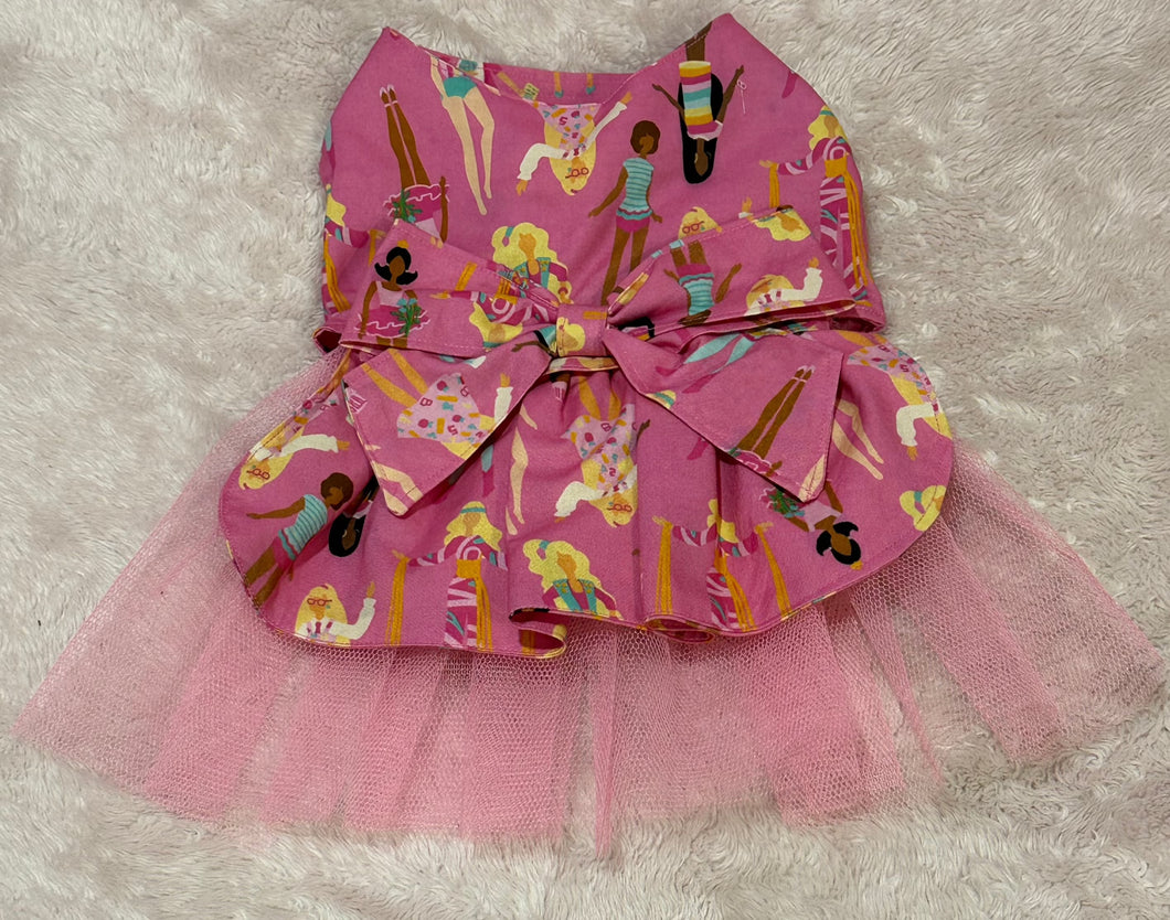 Doggy  Dress - Malibu Barbie Print - Hot Pink