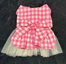 Load image into Gallery viewer, Doggy  Dress - Pink and White  Gingham with Tulle Skirt
