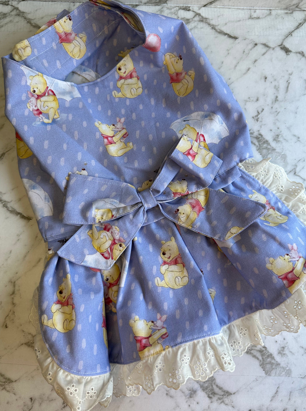 Doggy Dress - Pooh Bear on mauve background