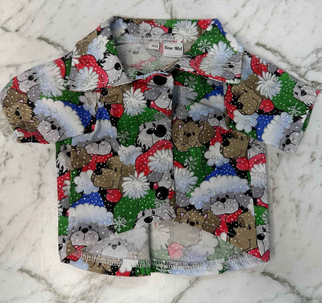 Christmas Collared Shirt  - Christmas Snow Dogs