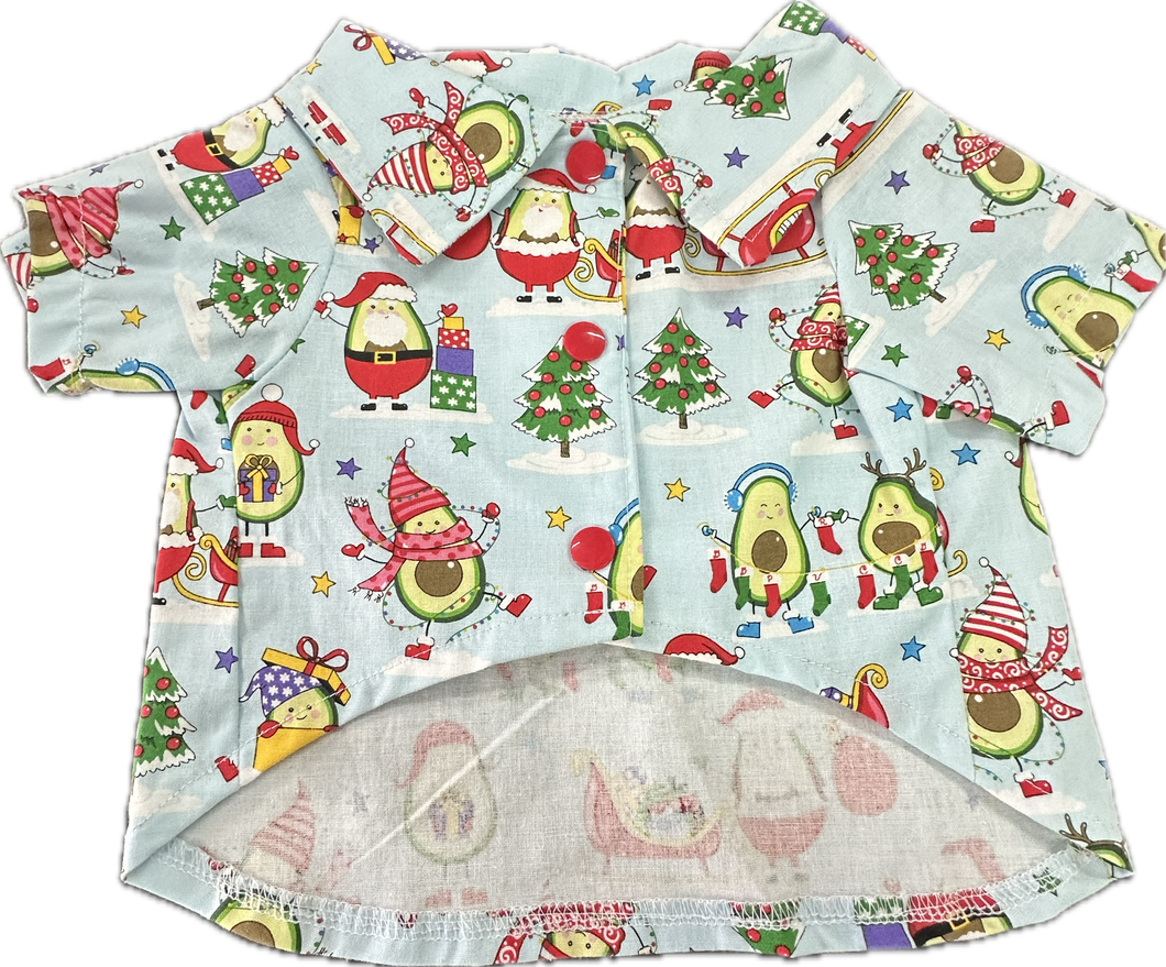 Christmas  Collared Shirt - Christmas Avacado Santa