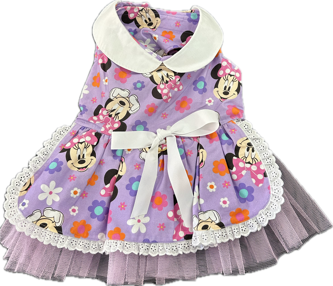 Doggy Dress -  Minnie Mouse on Mauve with white collar