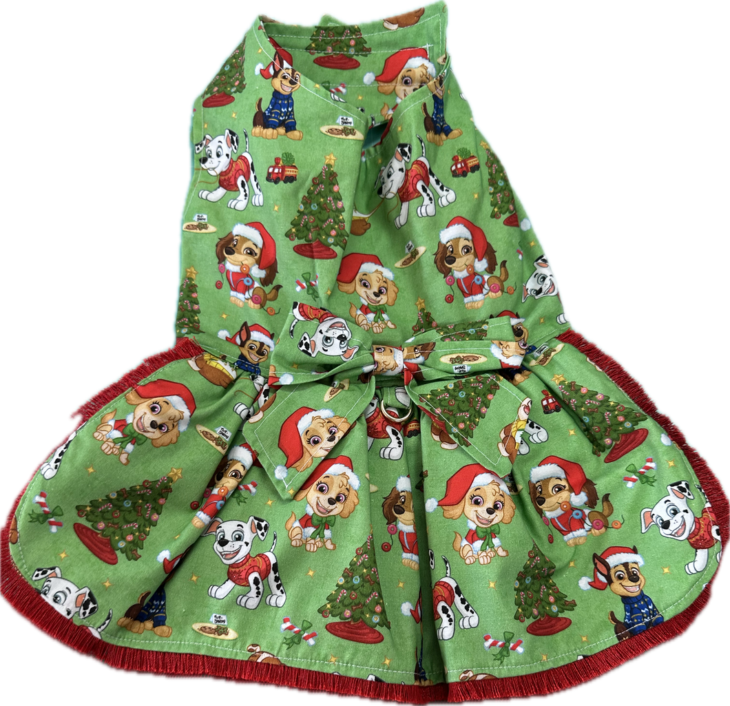 Christmas Dress - Paw Patrol Christmas on Green