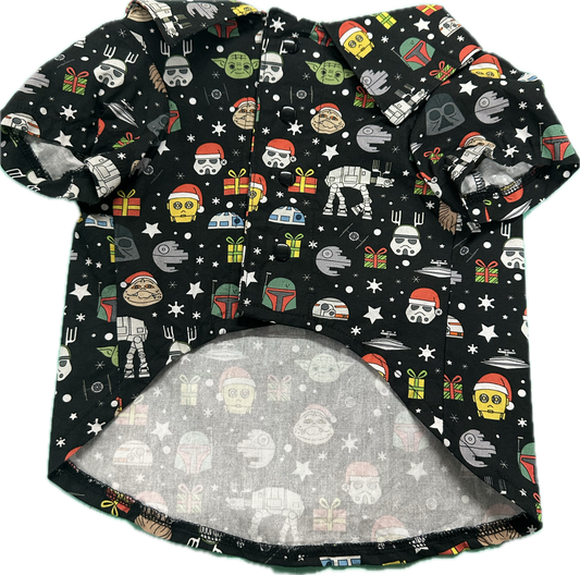 Christmas Collared Shirt - Christmas Star Wars on Black