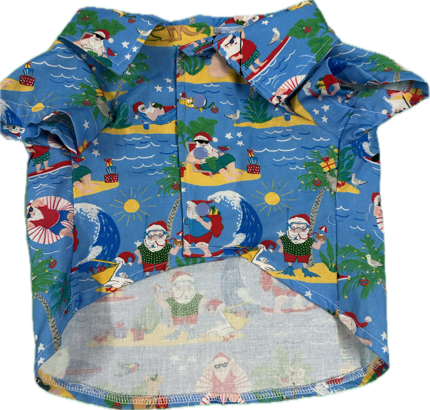 Christmas Collared Shirt - Surfing Santa