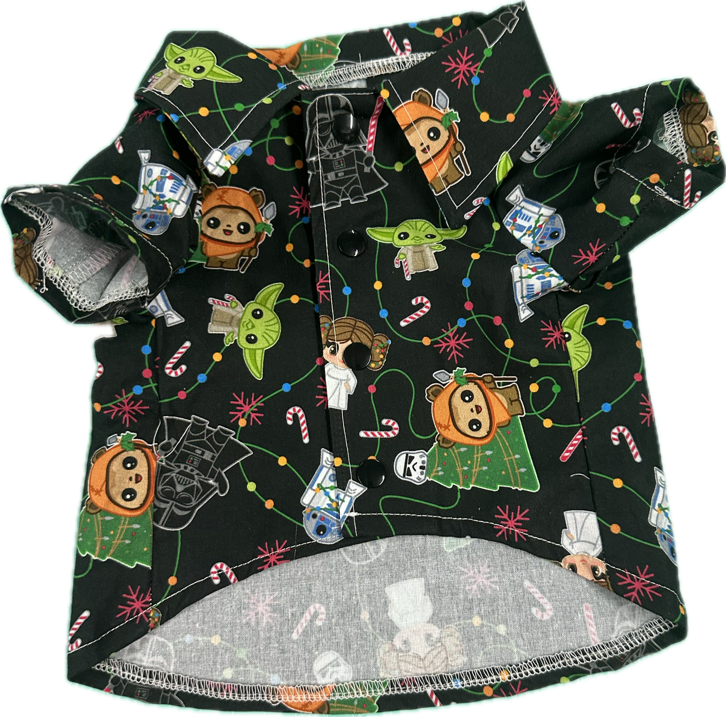 Christmas Collared Shirt - Stars Wars Cartoon Character on Black