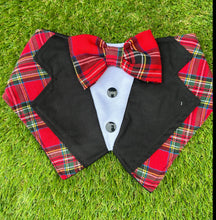 Load image into Gallery viewer, Tuxedo Bandana - Tartan Background
