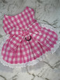 Doggy  Dress - Pink and White  Gingham with Tulle Skirt