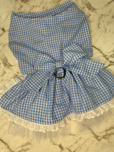 Load image into Gallery viewer, Doggy  Dress - Dorothy Dress   Blue and White  Gingham with Tulle Skirt
