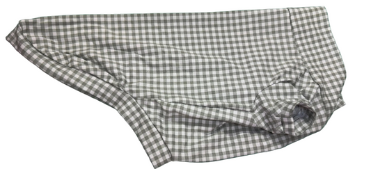 Long Dog  T Shirt with sleeve / Slim Fit - Sage Green Gingham