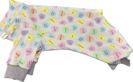 Onesie -  Conversation Hearts on Pink