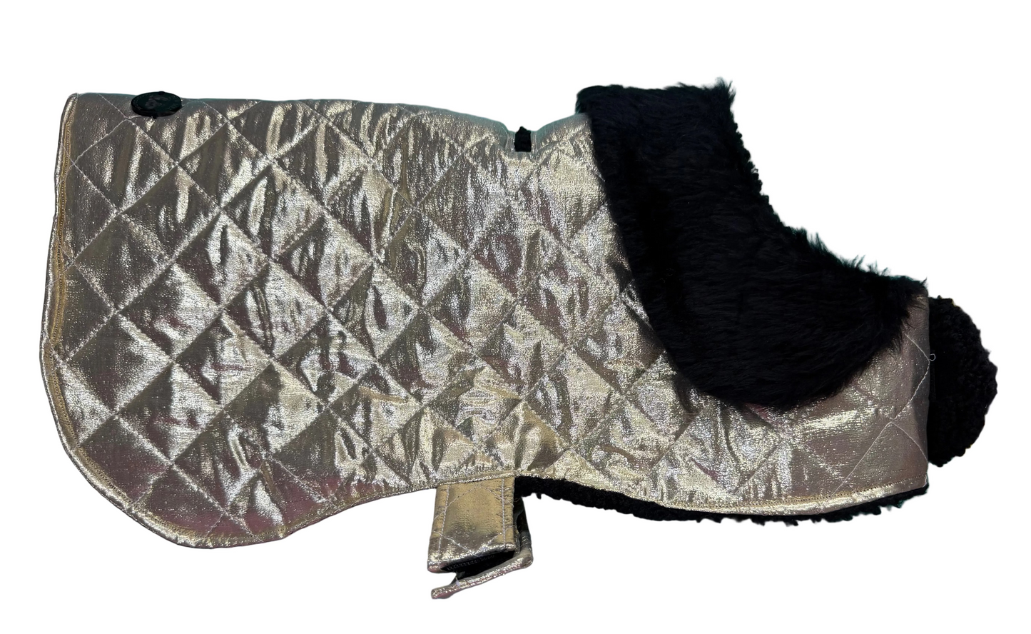 Coat Wrap around - Gold and Black Fur Collar