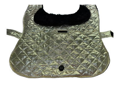 Coat Wrap around - Gold and Black Fur Collar