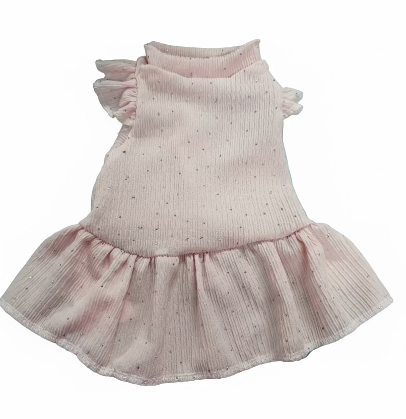 Jersey Dress -  Pink  Crepe with Silver Sparkles