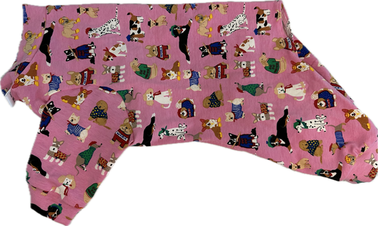 Onesie - Mixed Breeds of Dogs on Pink Background