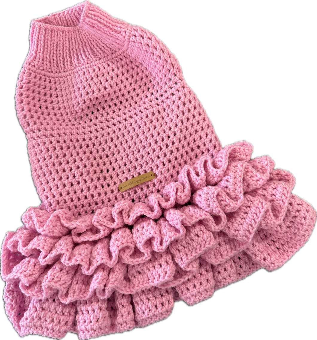 Crochet Frill Tutu Dress -  CANDY PINK