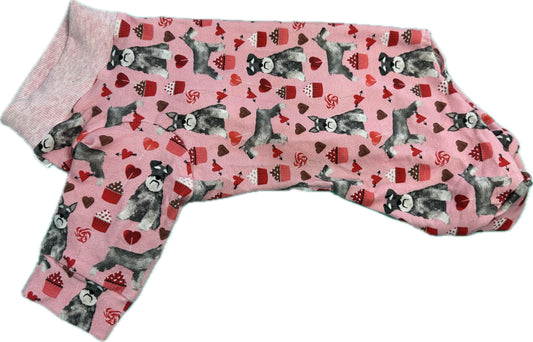 Onesie - Schnauzer on pink with Cupcakes and Hearts