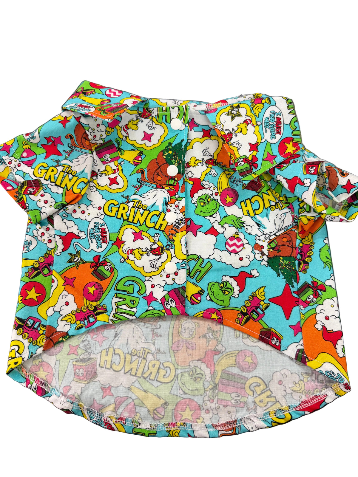 Christmas Collared Shirt wide fit  - Grinch Cartoon multi coloured